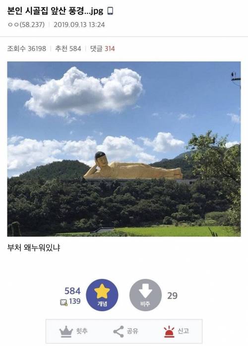 합성같은 디시인 시골집 앞산 풍경.jpg