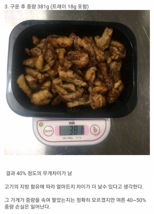 [스압] 무게 속인 배달 삼겹살 직접 실험한 결과.jpg