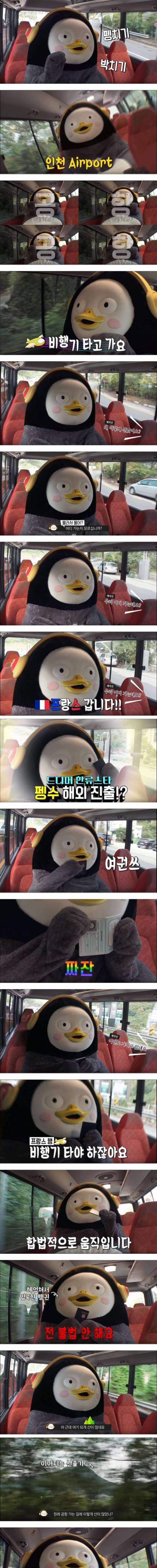 [스압] 드디어 프랑스 로케까지 뛰게 된 월드스타 펭수.jpg