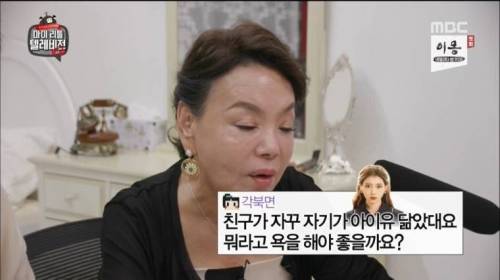 아이유 닮았다고 우기는 친구에게 김수미가 하는 말.jpg