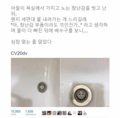 배수구에 낀 장난감.jpg