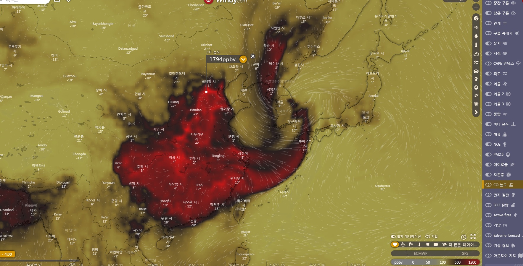 호주 산불로 인한 CO(일산화탄소)농도 근황.jpg