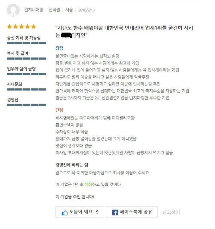 미쳐버린 퇴직자의 기업 리뷰