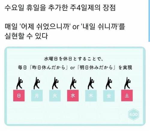 수요일을 휴일로 하는 주4일제의 장점.jpg