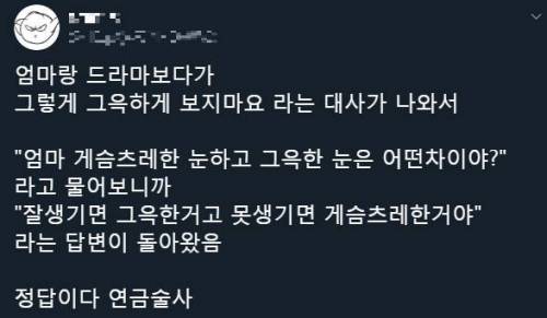 엄마가 알려주는 게슴츠레한 눈과 그윽한 눈의 차이