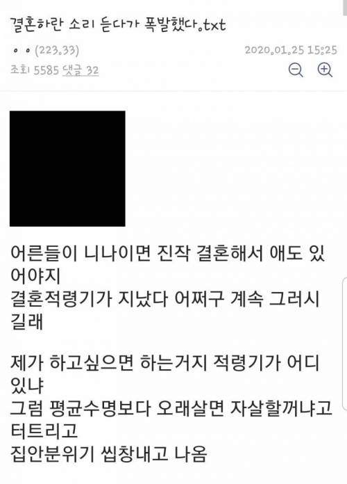결혼하란 소리 듣다가 폭발했다 jpg