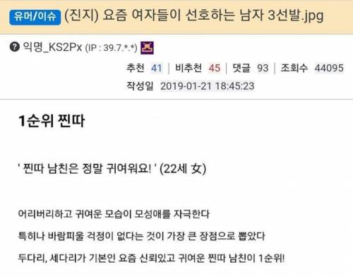 요즘 남친감 1위 "찐따"