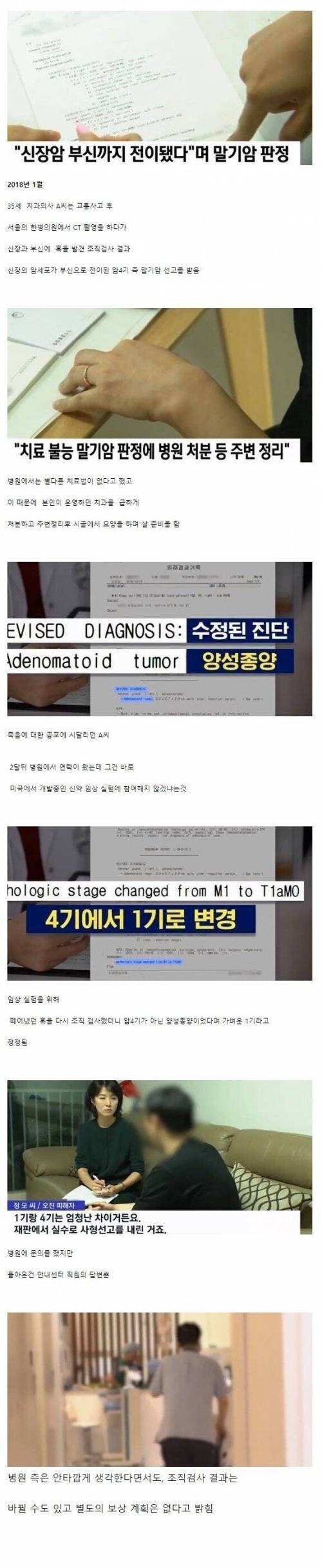 말기암 선고받아 정리했는데 오진