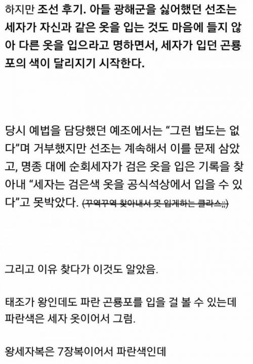 [스압] 조선시대 세자들의 곤룡포가 남색(흑색)인 이유