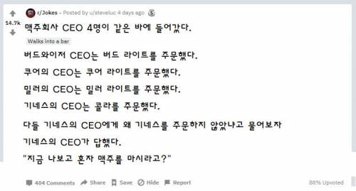 맥주회사 CEO 4명이 같은 바에 들어갔다.jpg