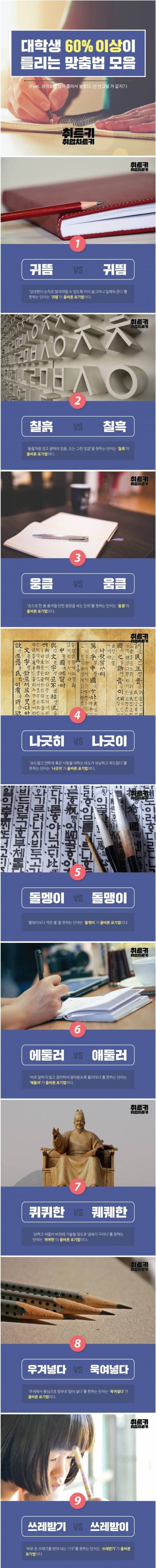 [스압] 대학생 60% 이상이 틀리는 맞춤법
