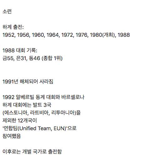 [스압] 1988 서울 올림픽이 마지막 대회였던 국가들