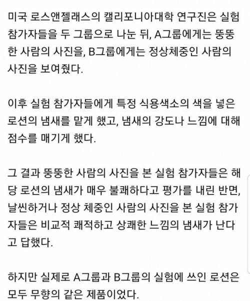 뚱뚱한 사람한테 냄새난다는 것은 선입견