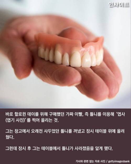 틀니 훔쳐 놀다 역대급 '인생샷' 찍힌 댕댕이