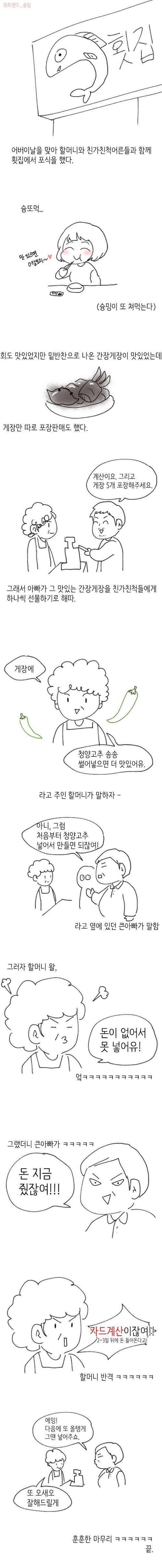 카운터에서 싸우는 손님이랑 사장님