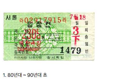 과거 영화표 어디서부터 기억나시나요?