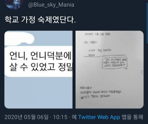 학교 가정 숙제였단다