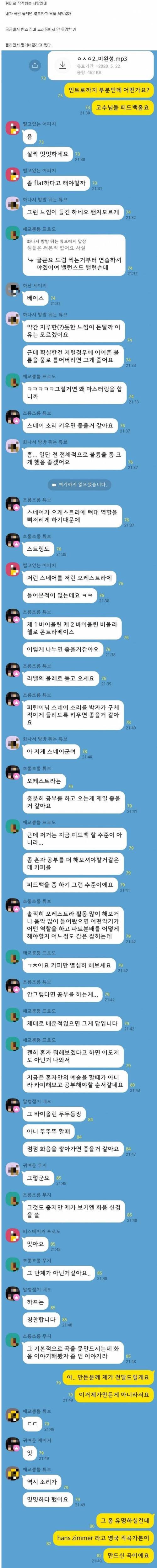 [스압] 전문가 뺨치는 10대 작곡방 평가 수준 ㄷㄷ