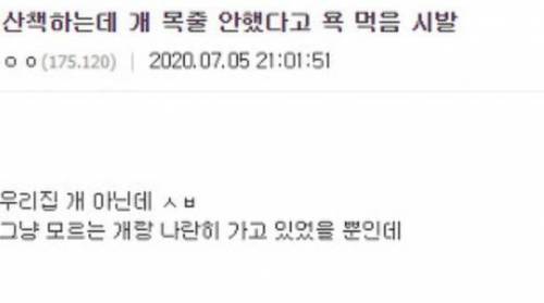 산책하는데 개 목줄 안했다고 욕먹음.jpg