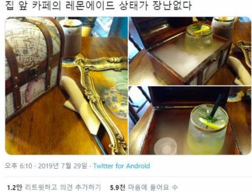 집 앞 카페의 레몬에이드 상태가 장난없다