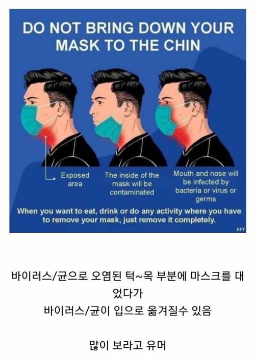마스크를 턱에 걸면 안되는 이유 jpg