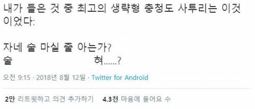 최고의 생략형 충청도 사투리