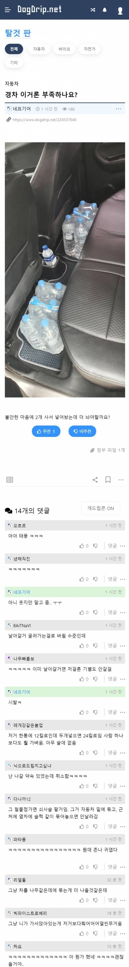 태풍을 대비하는 경차 차주의 자세