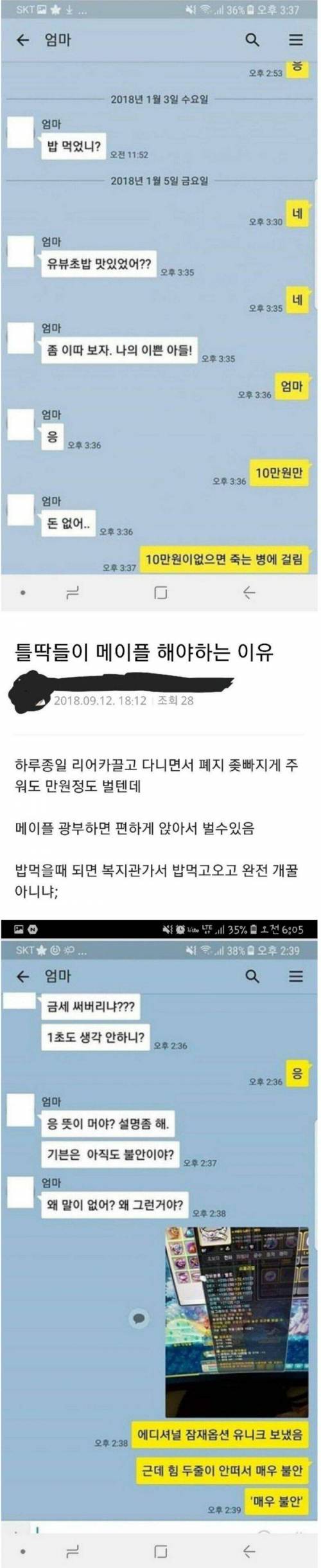 [화남주의]메이플 스토리에 빠진 아들.jpg