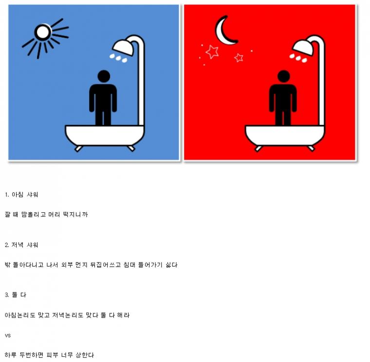 은근히 많이 갈리는 샤워 타임.jpg