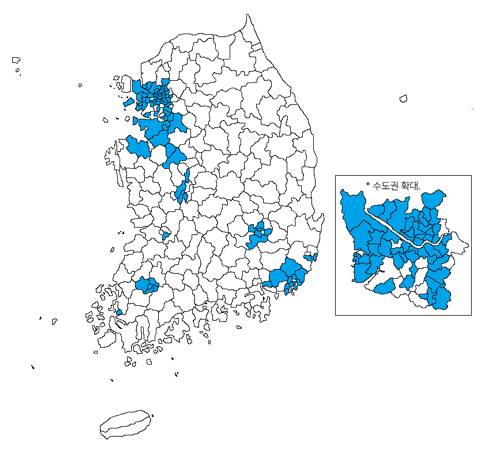 국내 6대 패스트푸드체인 다 있는 지역