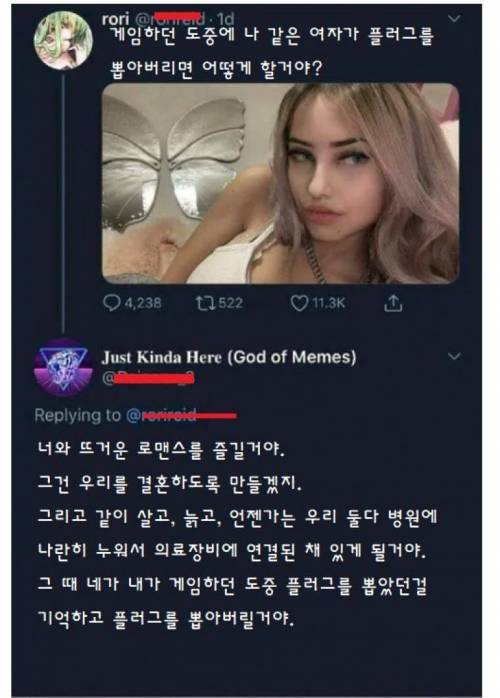 게임하는 도중에 나 같은 여자가 플러그를 뽑아버리면?