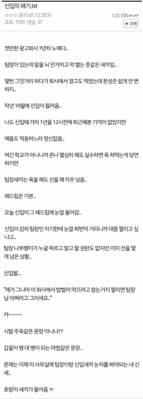 팀장의 패드립에 눈이 돌아가버린 신입.jpg