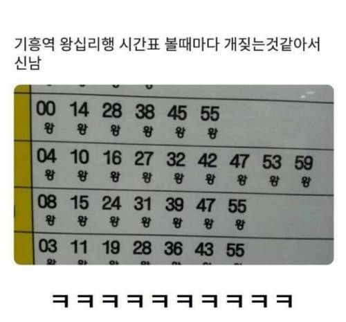 기흥역 왕십리행 시간표.jpg