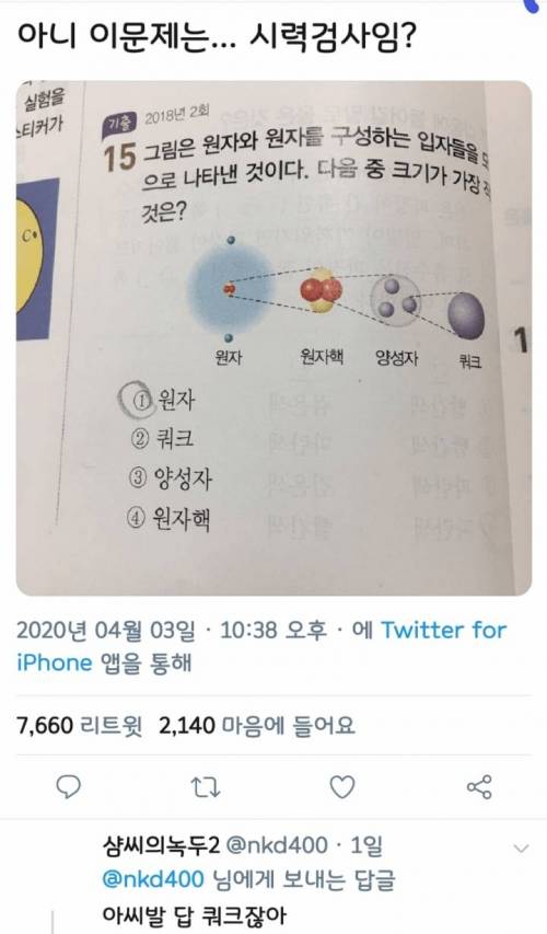 이게 과학문제냐ㅋㅋㅋㅋ 시력문제지 ㅋㅋ