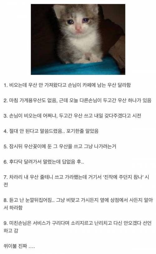 비오는 날 카페 손님이랑 대판 싸웠다.jpg