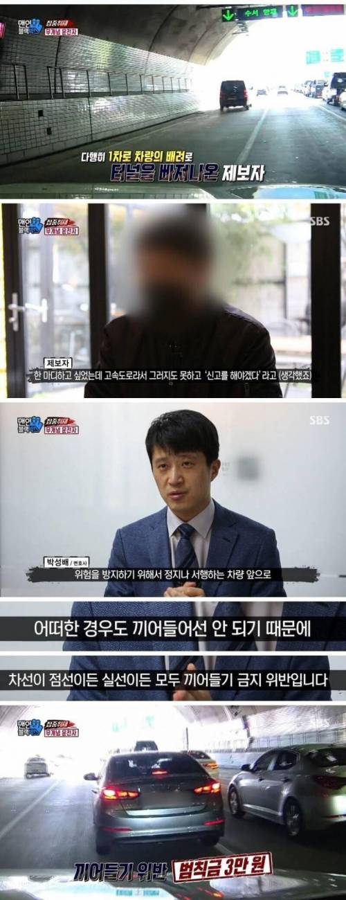 [스압] 터널 내 무개념 얌체 운전자