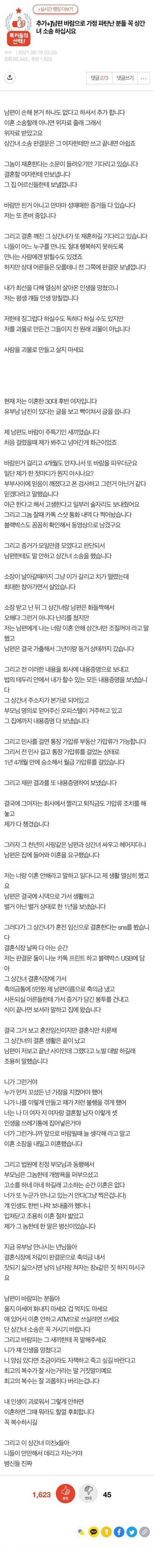 [스압] 남편 바람으로 가정 파탄난 분들 꼭 상간녀 소송 하십시요