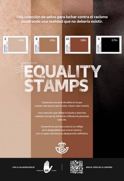 스페인 우체국에서 인종 차별 반대 캠페인 우표를 발행했는데.