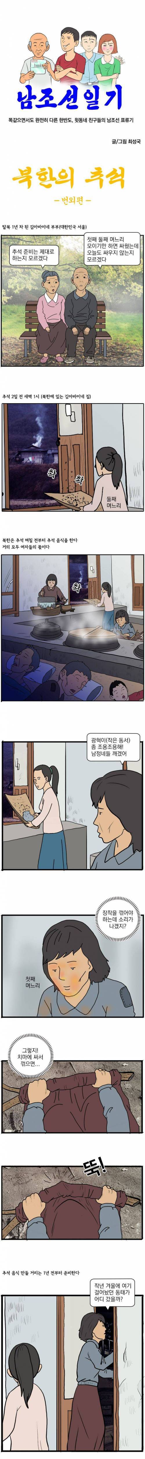 [스압] 탈북자가 그린 북한 추석 만화.jpg