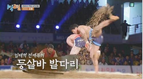 [스압] 126kg 문세윤을 가볍게 넘기는 씨름 황제의 필살기.mp4