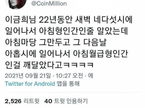 22년동안 아침형 인간인 줄 알았던 분