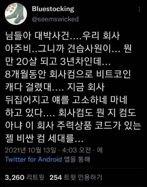 회사컴퓨터로 채굴을 한 견습사원.jpg