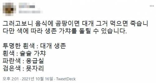 곰팡이 색에 따른 생존가챠