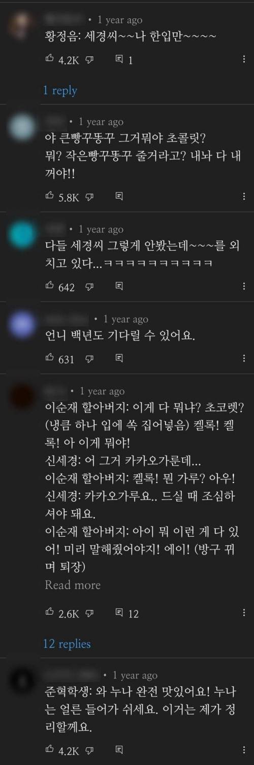 신세경 초콜릿 만드는 브이로그에 댓글들.jpg