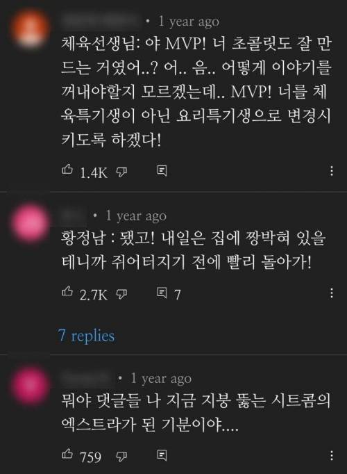 신세경 초콜릿 만드는 브이로그에 댓글들.jpg