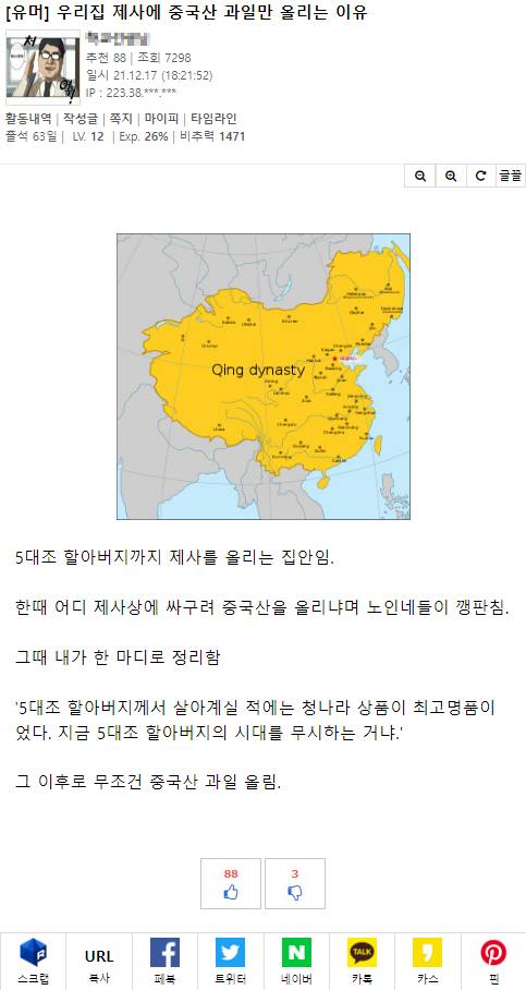 우리집 제사에 중국산 과일만 올리는 이유