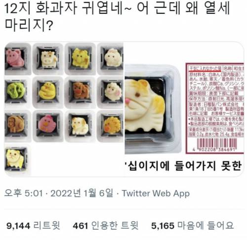 12지 화과자 귀엽네~ 근데 왜 13마리지?