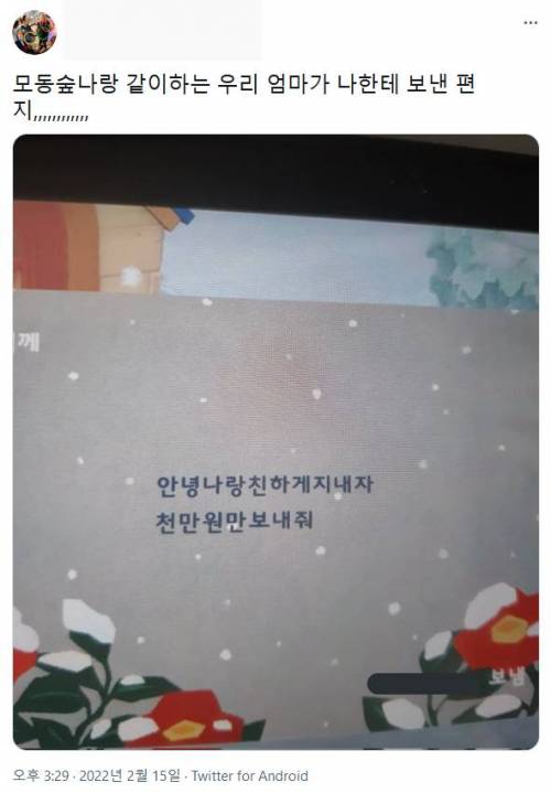 모동숲 같이 하는 엄마가 보낸 편지