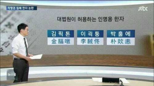 의외로 사람이름에 들어가는 글자