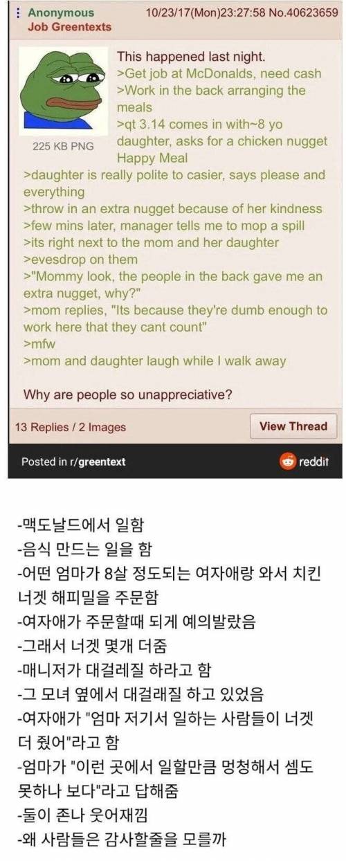 치킨너겟 서비스 줬는데 욕먹었어...